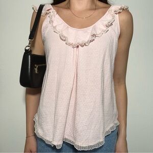 Oscar De La Renta Pink Label Vintage Pink Lace Slip size medium